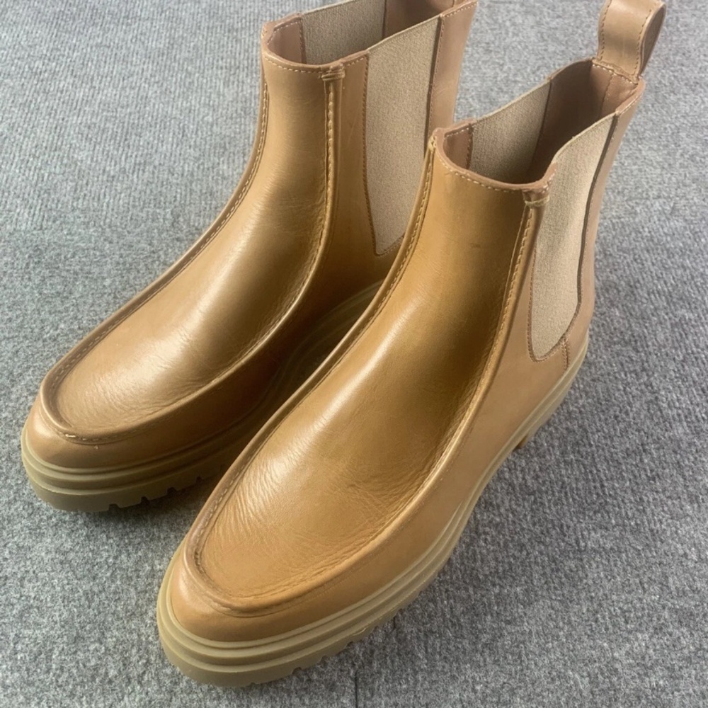 ba&sh Cosi Womens Smooth Calfskin Chelsea Boots Size 40 Natural